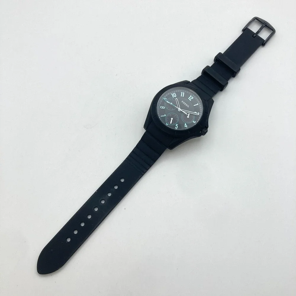 Fossil Poptastic Women's Watch 38mm Black Blue Day Date New Battery 8.25